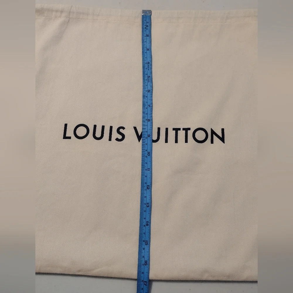 Louis Vuitton Cream Black Logo Blue Drawstring Dust Bag